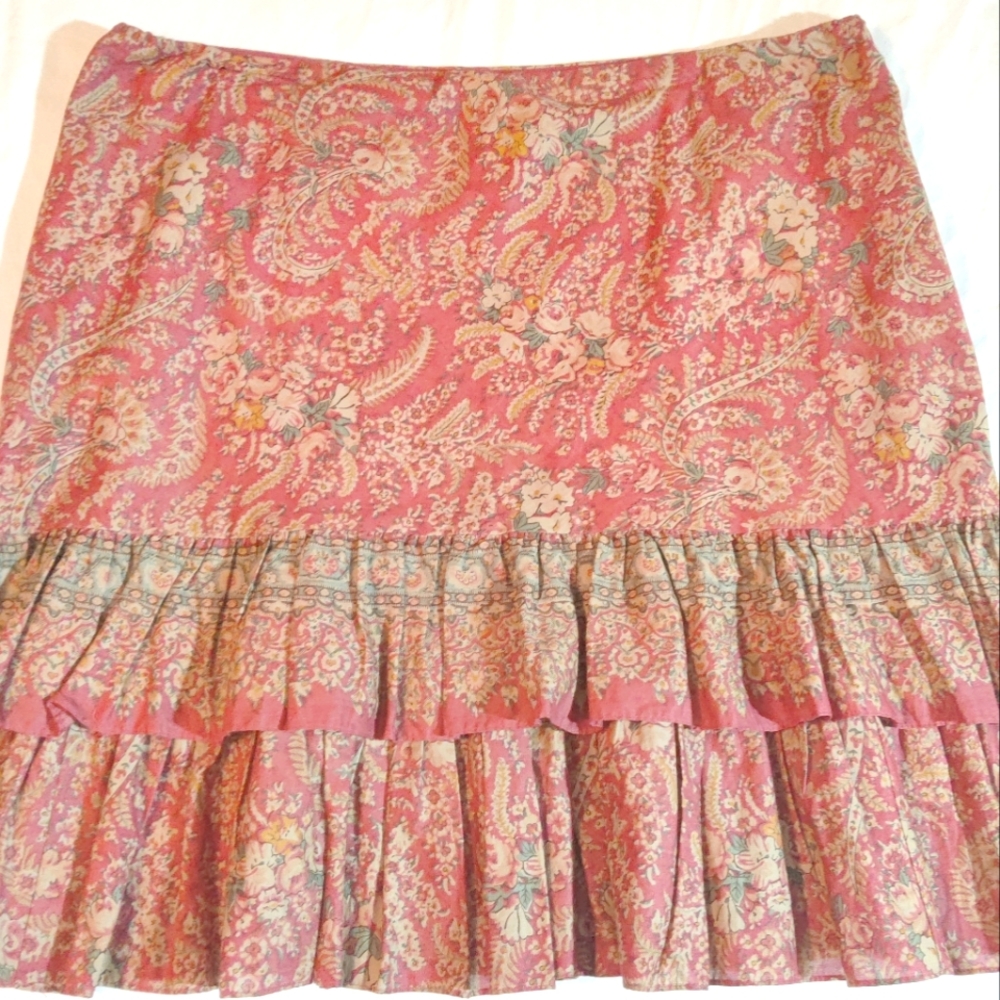 Ralph Lauren CHAPS Denim ruffled skirt